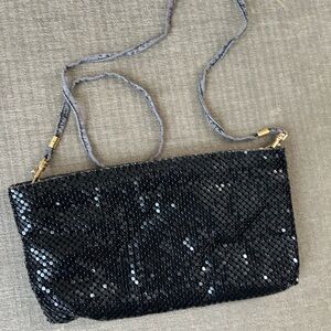 Vintage Sequin Womens Bag Purse Black Evening Party Handbag